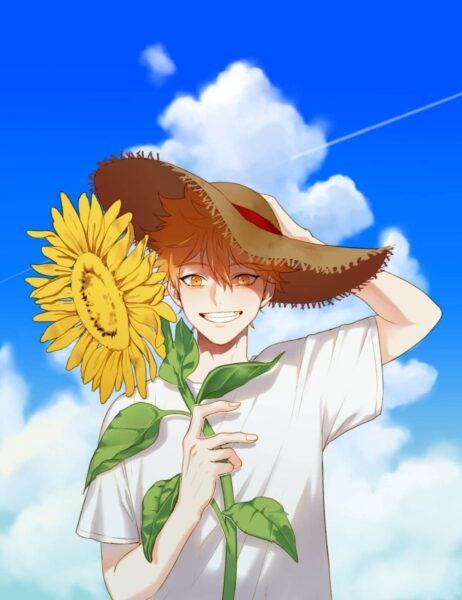 Hình ảnh anime boy hoa hướng dương