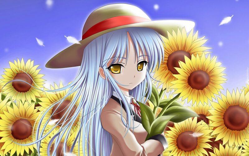 Hình nền anime hoa hướng dương dễ thương, đáng yêu