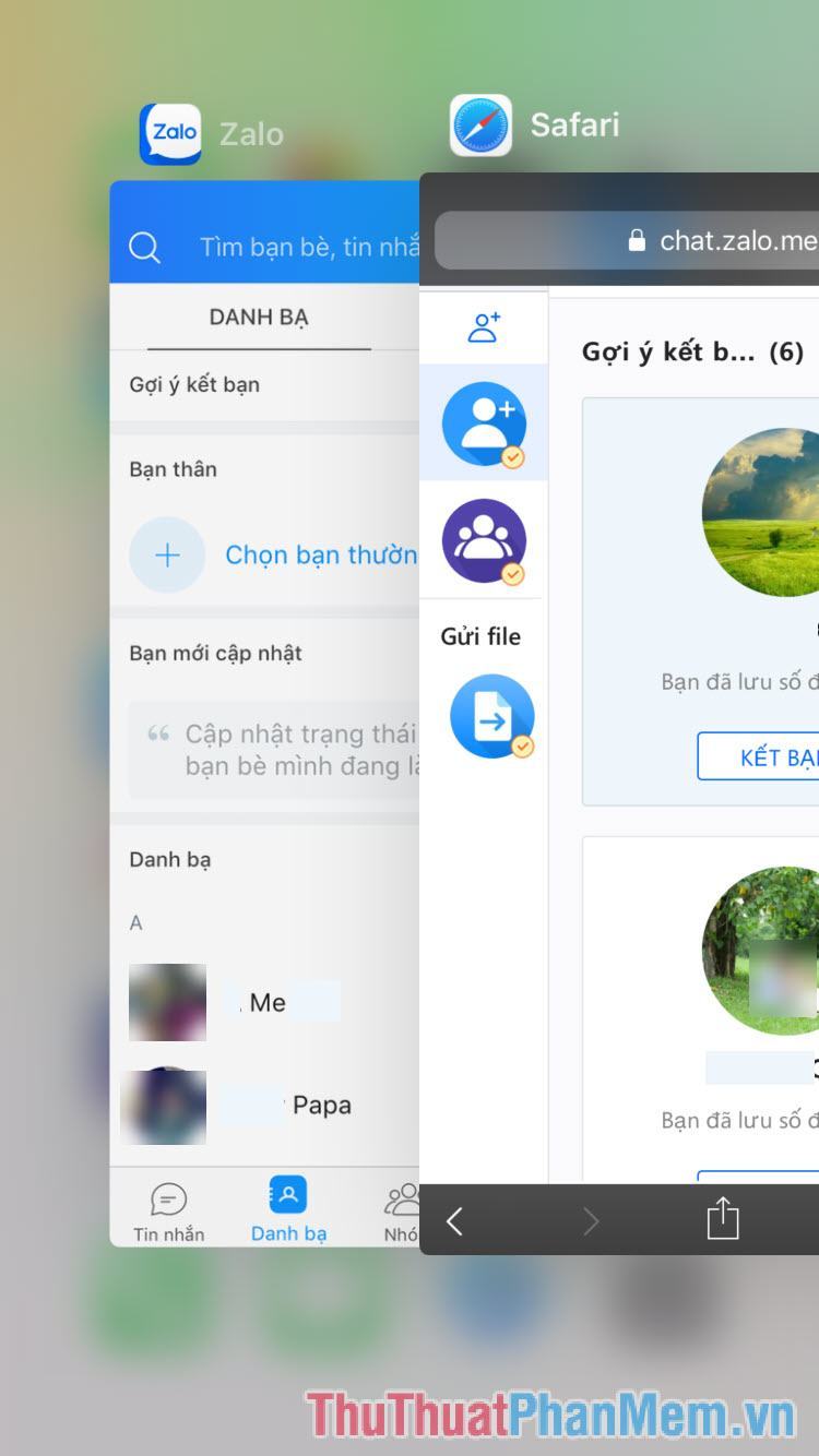 Kết quả sau khi đăng nhập 2 tài khoản zalo trên điện thoại