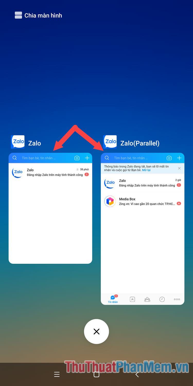 Giao diện 2 tài khoản zalo