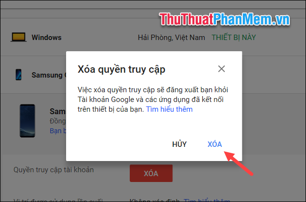 Khi một thông báo xuất hiện, nhấn Delete