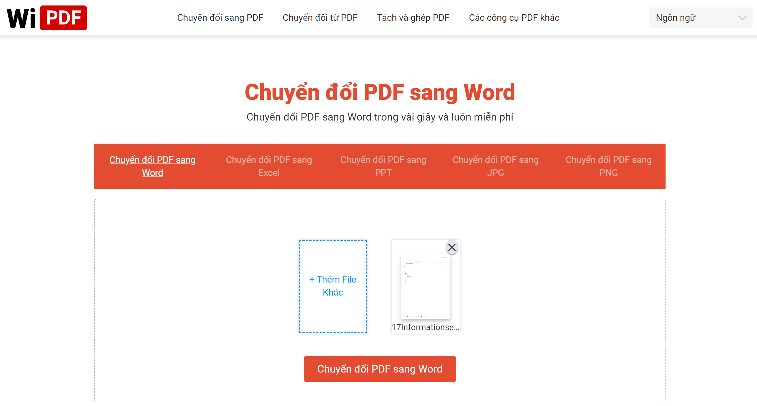 Tải file PDF để chuyển sang Word