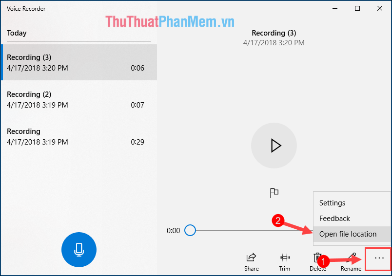 Click vào biểu tượng dấu 3 chấm chọn Open file location