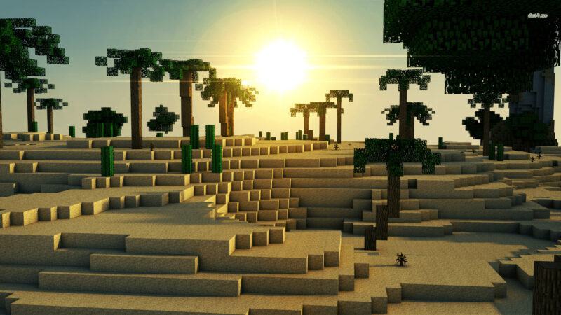 Hình ảnh Minecraft 3d mặt trời mọc