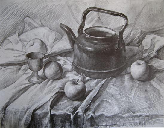 hình ảnh bút chì vẽ mẫu quả táo cái siêu trên bàn