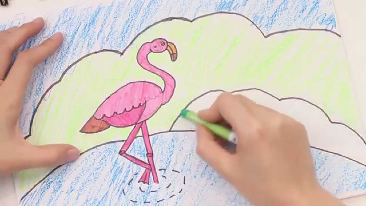 Những bức vẽ chim hồng hạc đẹp nhất 