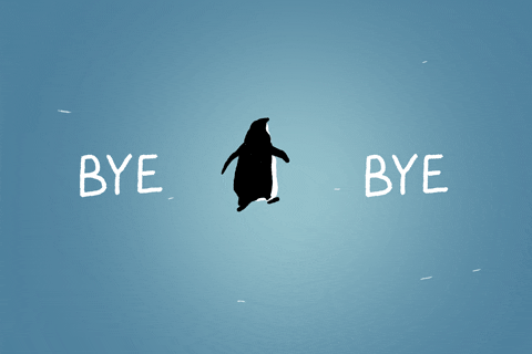 Ảnh động powerpoint tạm biệt chú chim cánh cụt hài hước