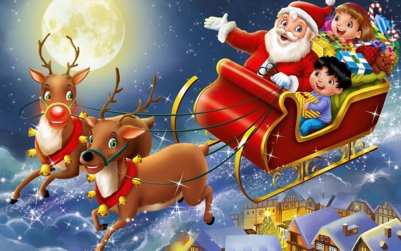 Hình ảnh ông già Noel cưỡi tuần lộc