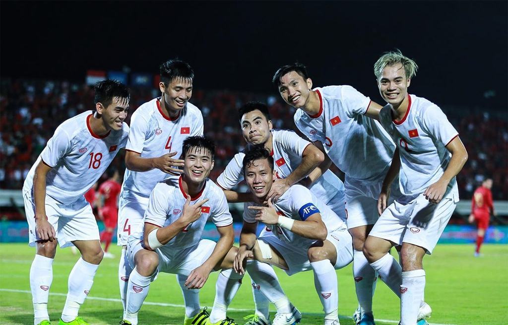 Hình ảnh vui mừng của đội tuyển Việt Nam