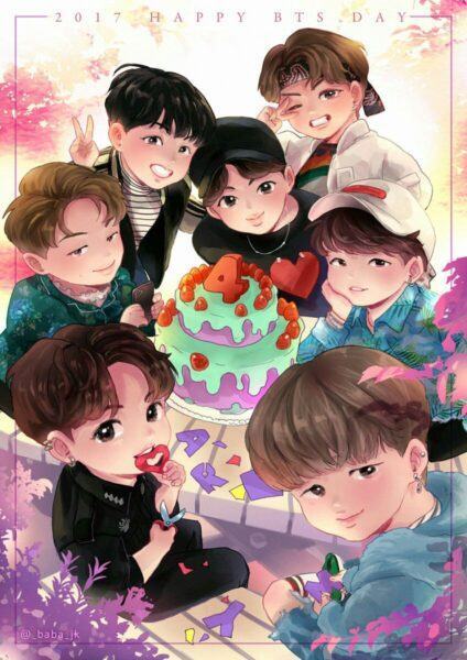 Hình ảnh chibi BTS chúc mừng sinh nhật