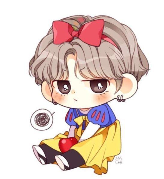 Ảnh chibi BTS trong trang phục tuyết trắng