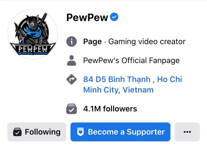 Người theo dõi fanpage của Pewpew