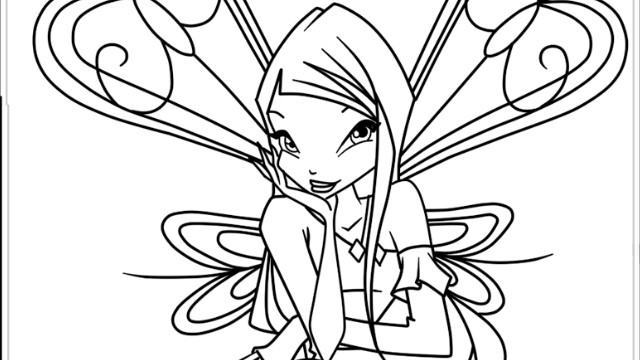 Tranh tô màu công chúa Winx đang suy nghĩ