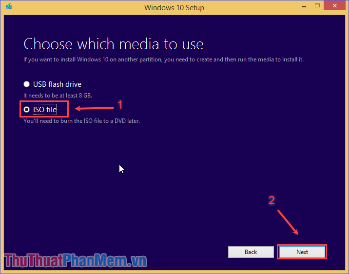 Chọn tệp ISO và sau đó nhấp vào Tiếp theo