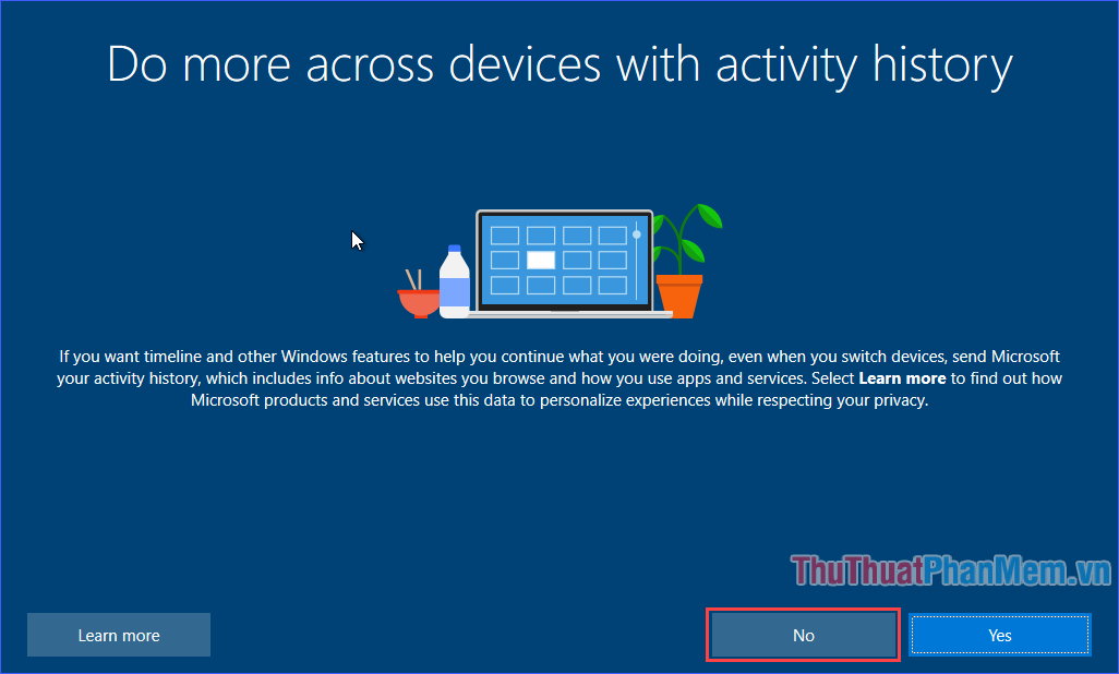 Bạn có muốn gửi lịch sử hoạt động của mình tới Microsoft để đồng bộ hóa thiết bị của mình không?