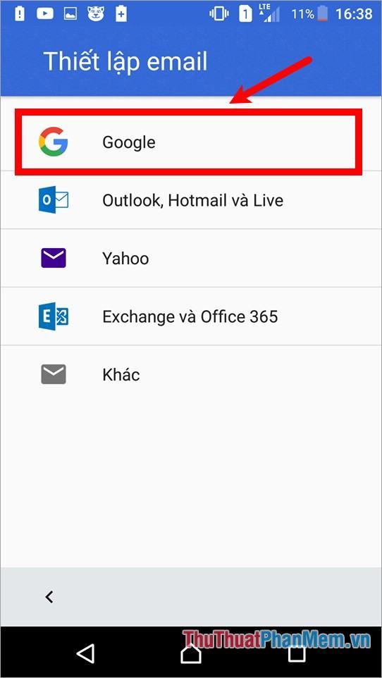 Trong cài đặt gmail chọn Google