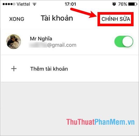 Trên giao diện tài khoản chọn Chỉnh sửa