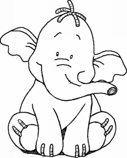 Tranh vẽ con voi đen trắng dễ thương cho bé tô màu (1)
