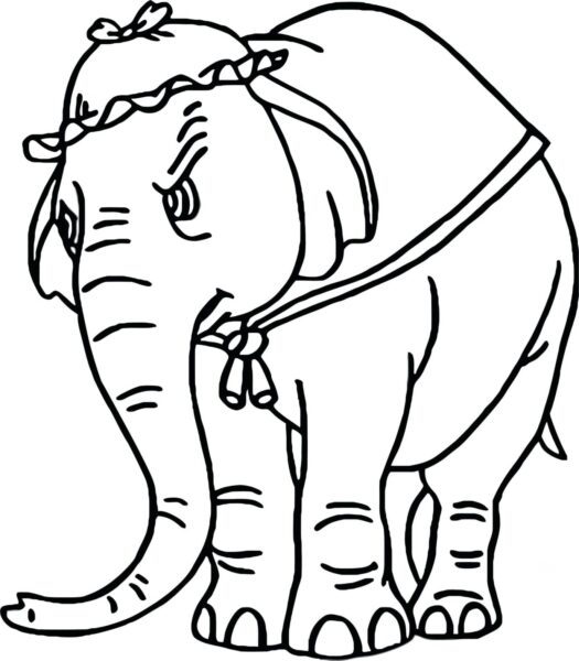 Tranh vẽ con voi đen trắng dễ thương cho bé tô màu (3)