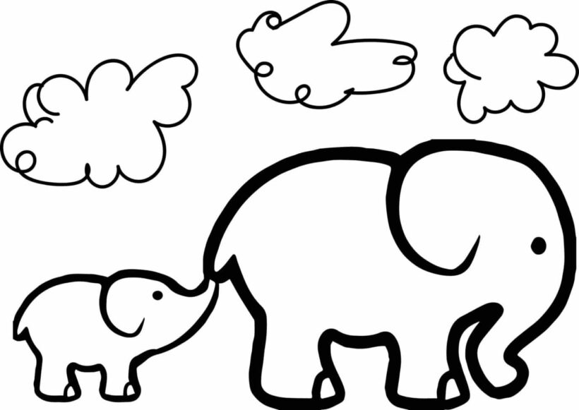 Tranh tô màu con voi cực đẹp cho bé tập tô (1)