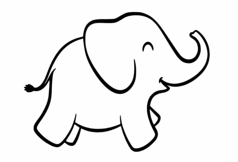 Tranh vẽ con voi không màu đẹp cho bé tập tô màu (2)