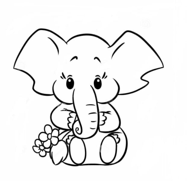 Tranh tô màu con voi cực đẹp cho bé tập tô (3)