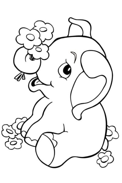 Tranh tô màu con voi cực đẹp cho bé tập tô màu (4)
