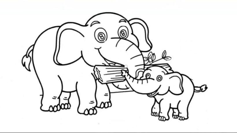 Tranh vẽ con voi không màu đẹp cho bé tập tô màu (4)