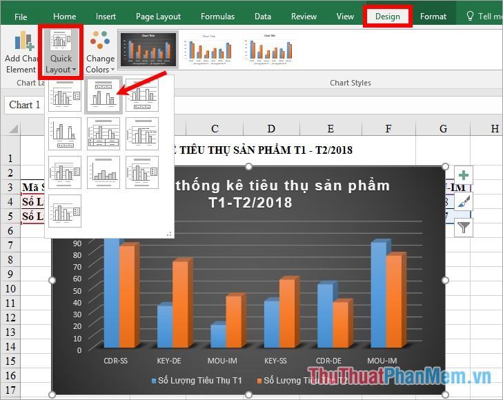 Thay đổi bố cục biểu đồ cột