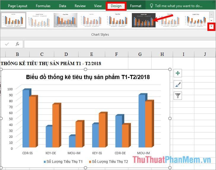 Thay đổi kiểu biểu đồ cột