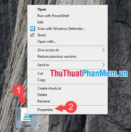 Bạn click chuột phải vào file PowerShell vừa tạo