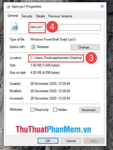 Bạn nhớ đường dẫn và tên file để chèn vào lệnh tiếp theo trong PowerShell