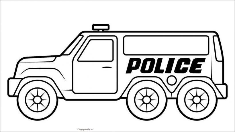 Tranh tô màu xe cảnh sát đặc nhiệm