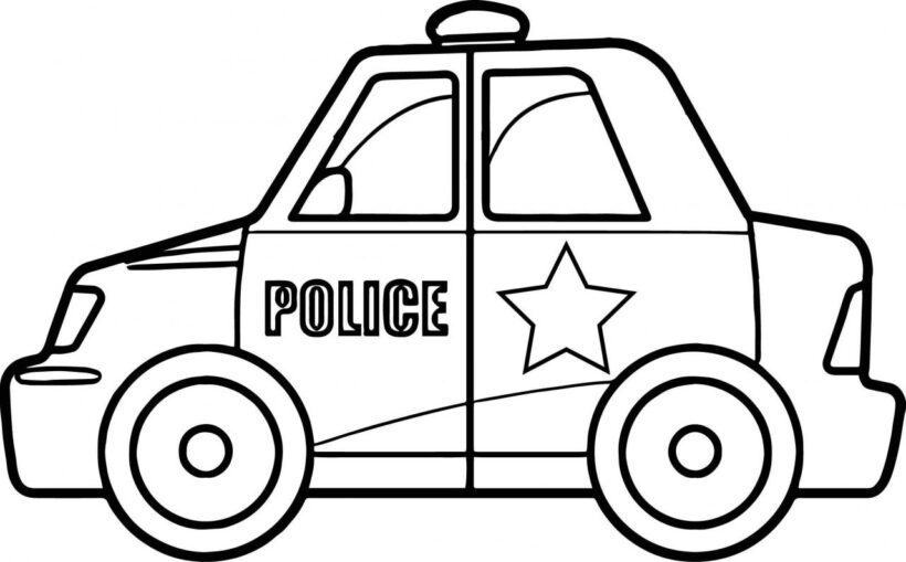 Tranh ô tô cảnh sát chưa tô cho bé tập tô màu (3)