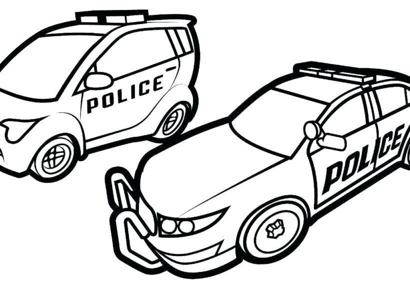 Tranh ô tô cảnh sát chưa tô cho bé tập tô màu (5)