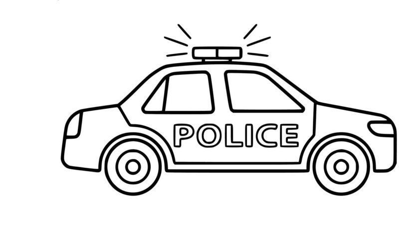 Tranh ô tô cảnh sát chưa tô cho bé tập tô màu (8)