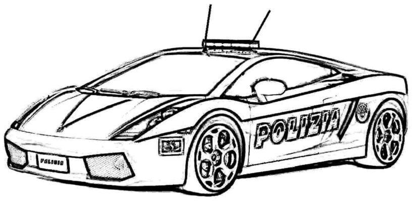 Vẽ đen trắng xe cảnh sát cho bé tập tô màu (1)