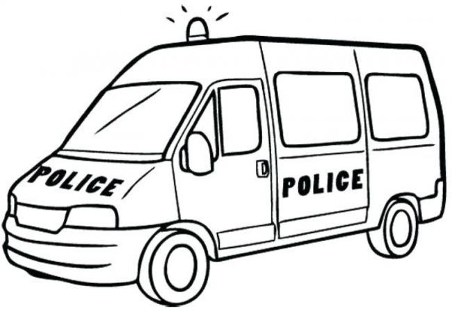 Vẽ đen trắng xe cảnh sát cho bé tập tô màu (7)
