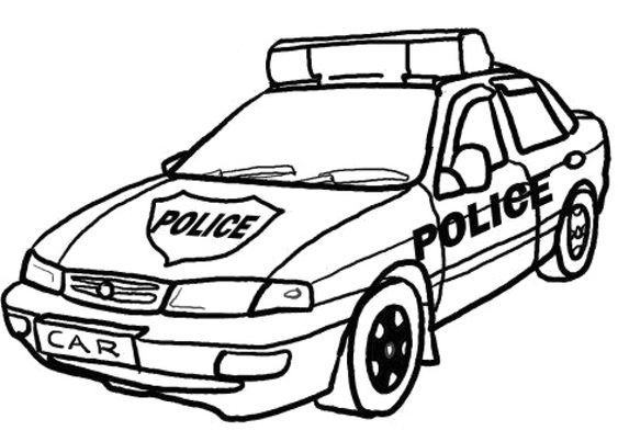 Vẽ đen trắng xe cảnh sát cho bé tập tô màu (2)