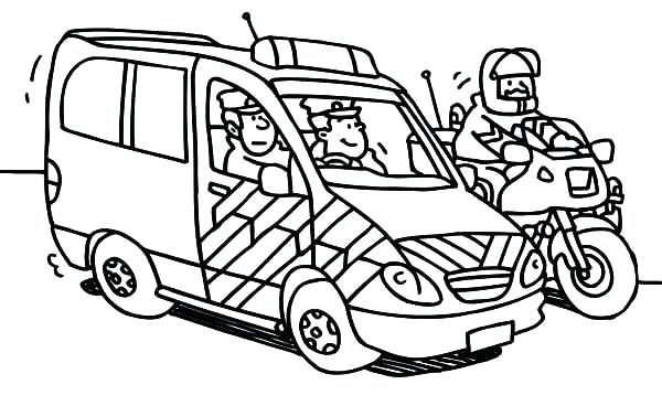 Vẽ ô tô cảnh sát trắng đen cho bé tô màu (7)