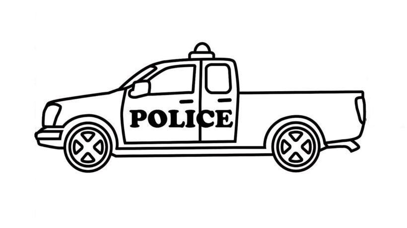 Vẽ ô tô cảnh sát đen trắng cho bé tô màu (1)