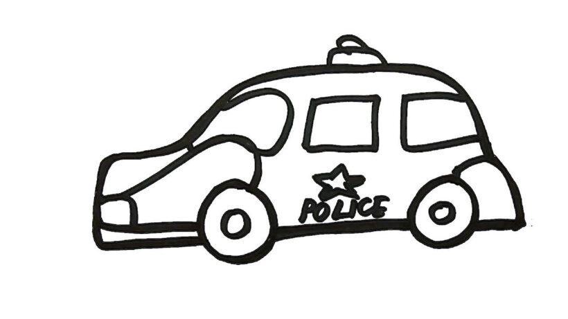 Vẽ ô tô cảnh sát trắng đen cho bé tô màu (2)