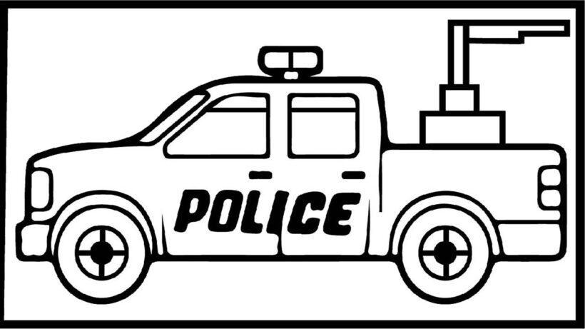 Tranh ô tô cảnh sát chưa tô cho bé tập tô màu (2)