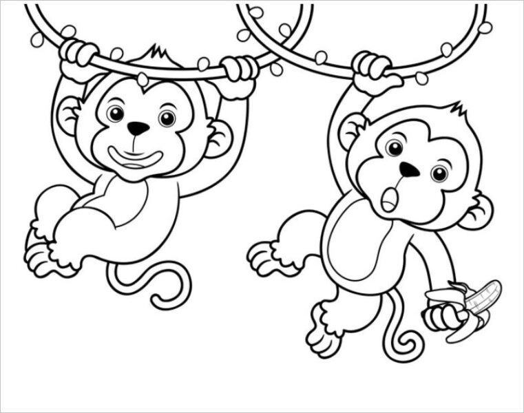 Tranh tô màu chú khỉ dễ thương cho bé tập tô màu (7)
