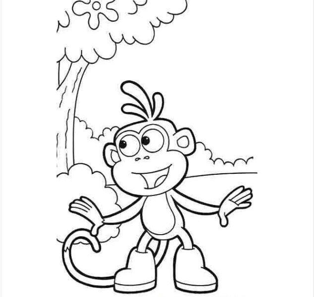 Tranh vẽ con khỉ đen trắng cho bé tô màu (1)