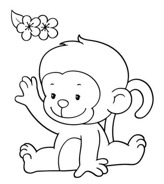 Tranh vẽ con khỉ đen trắng cho bé tô màu (2)