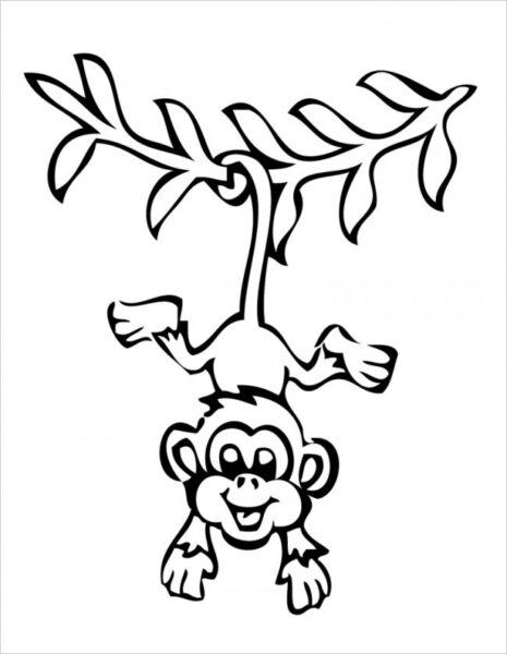 Tranh vẽ con khỉ trắng đen cho bé tô màu (4)