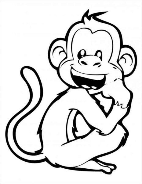 Tranh vẽ con khỉ trắng đen cho bé tô màu (6)