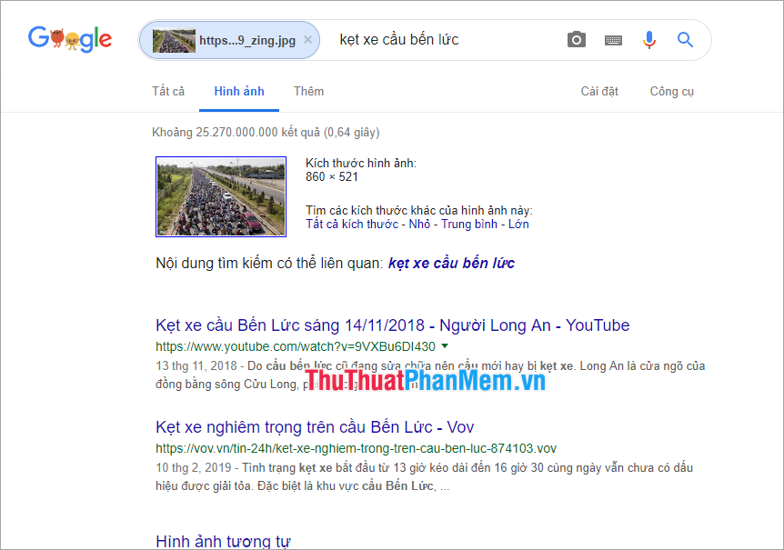 Google sẽ tự động tìm kiếm dữ liệu liên quan đến hình ảnh đó