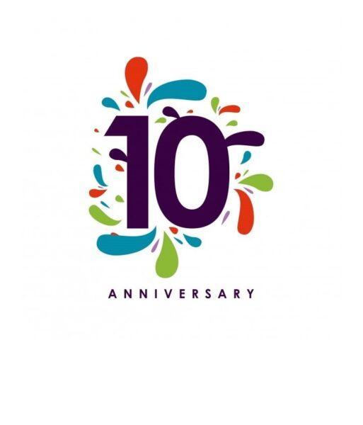 mẫu logo kỷ niệm 10 năm đẹp đầy màu sắc